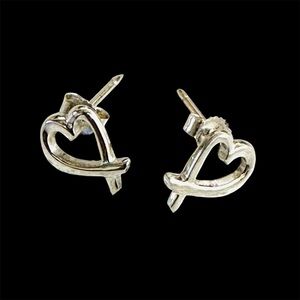 Tiffany & Co 18K White Gold Paloma Picasso Loving Open Heart Stud Earrings